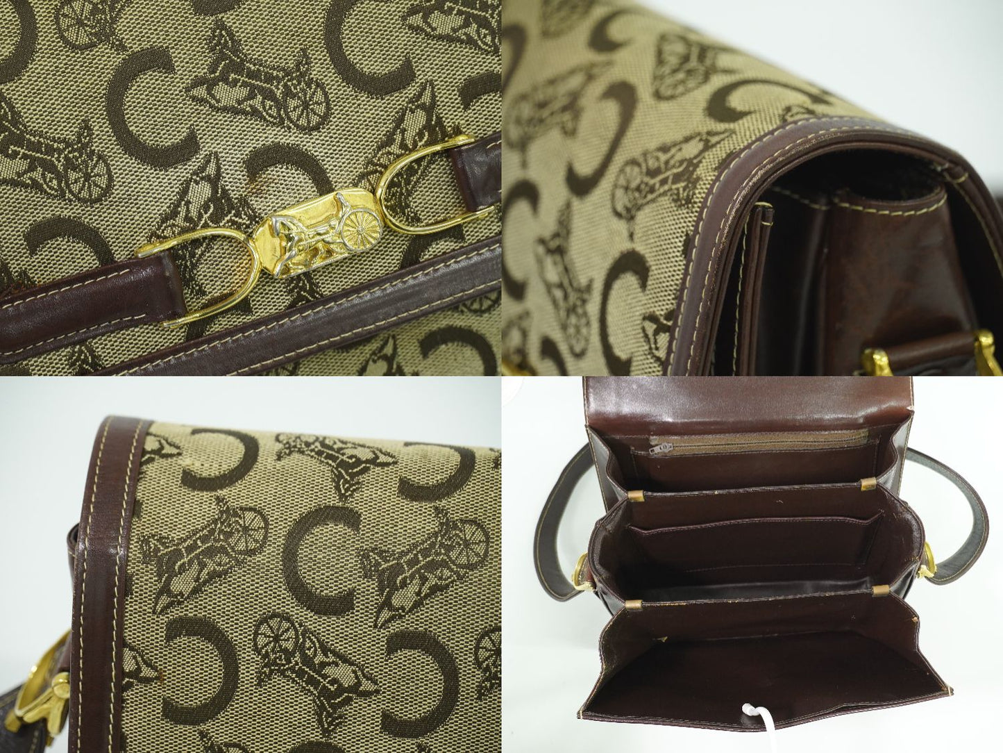 CELINE Cサルキー 馬車金具 ショルダーバッグ ベージュ ブラウン