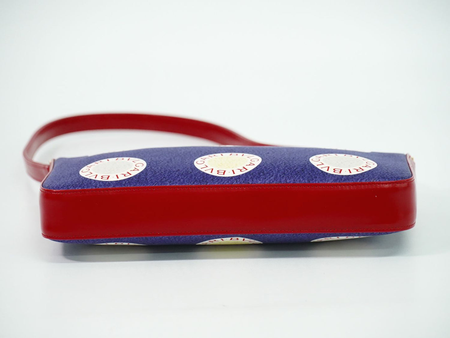 BVLGARI ロゴ ショルダーバッグ ブルー レッド