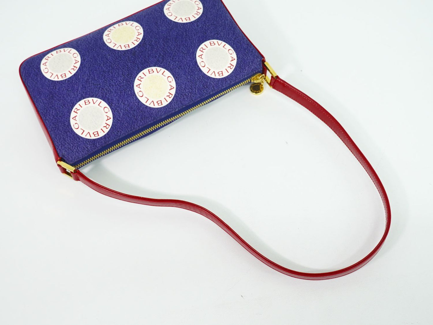 BVLGARI ロゴ ショルダーバッグ ブルー レッド