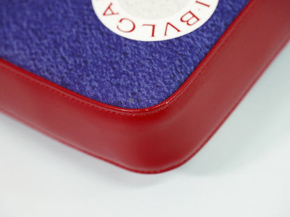 BVLGARI ロゴ ショルダーバッグ ブルー レッド