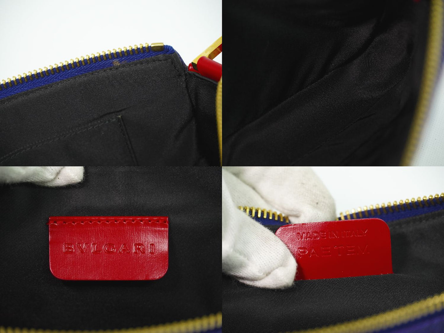 BVLGARI ロゴ ショルダーバッグ ブルー レッド