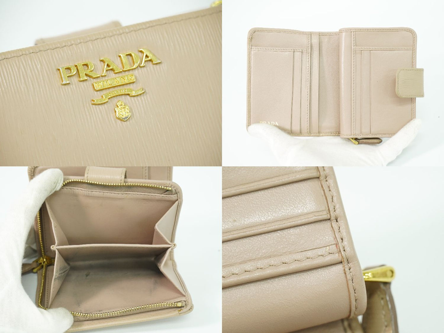 PRADA サフィアーノ 折財布 ピンクベージュ