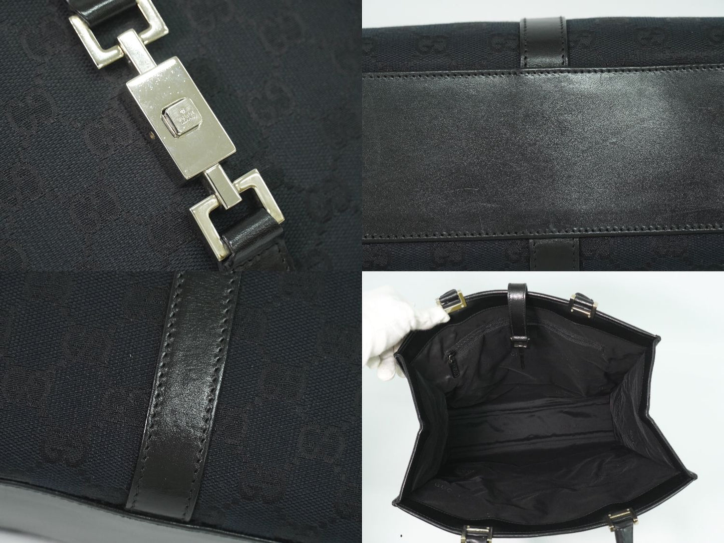 GUCCI ジャッキー GGキャンバス トートバッグ ブラック 002･1064