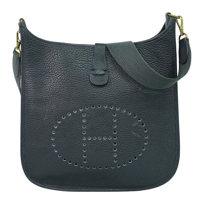 HERMES エヴリン 1 GM アルデンヌ ショルダーバッグ 〇T刻 1990年 ネイビー