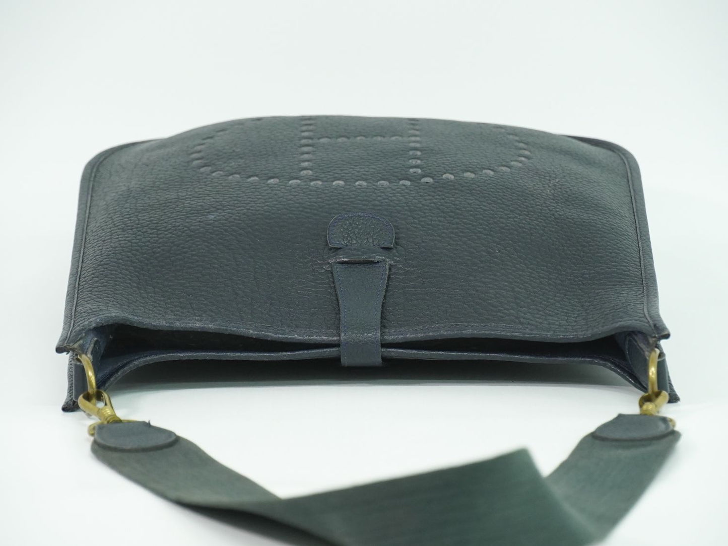 HERMES エヴリン 1 GM アルデンヌ ショルダーバッグ 〇T刻 1990年 ネイビー