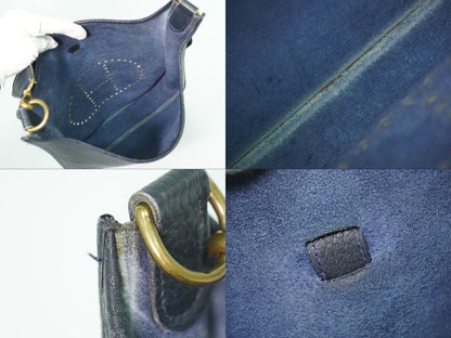 HERMES エヴリン 1 GM アルデンヌ ショルダーバッグ 〇T刻 1990年 ネイビー