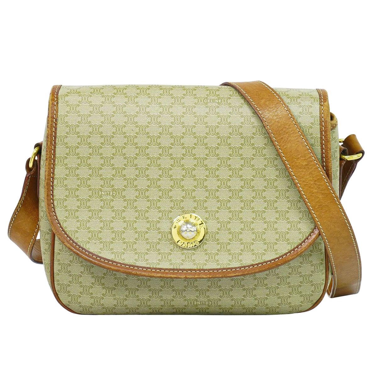 CELINE マカダム ショルダーバッグ ベージュ