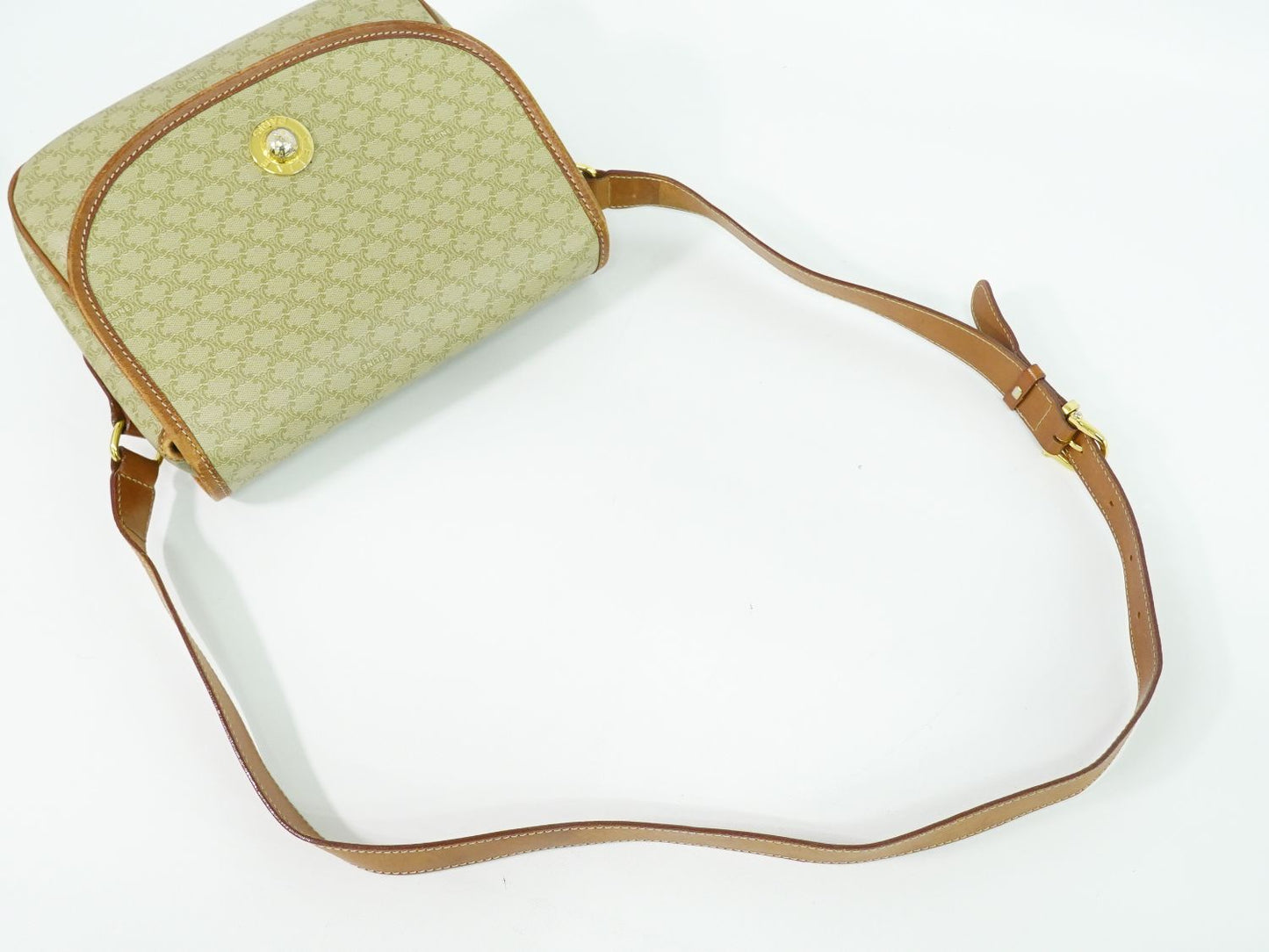 CELINE マカダム ショルダーバッグ ベージュ