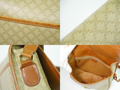 CELINE マカダム ショルダーバッグ ベージュ