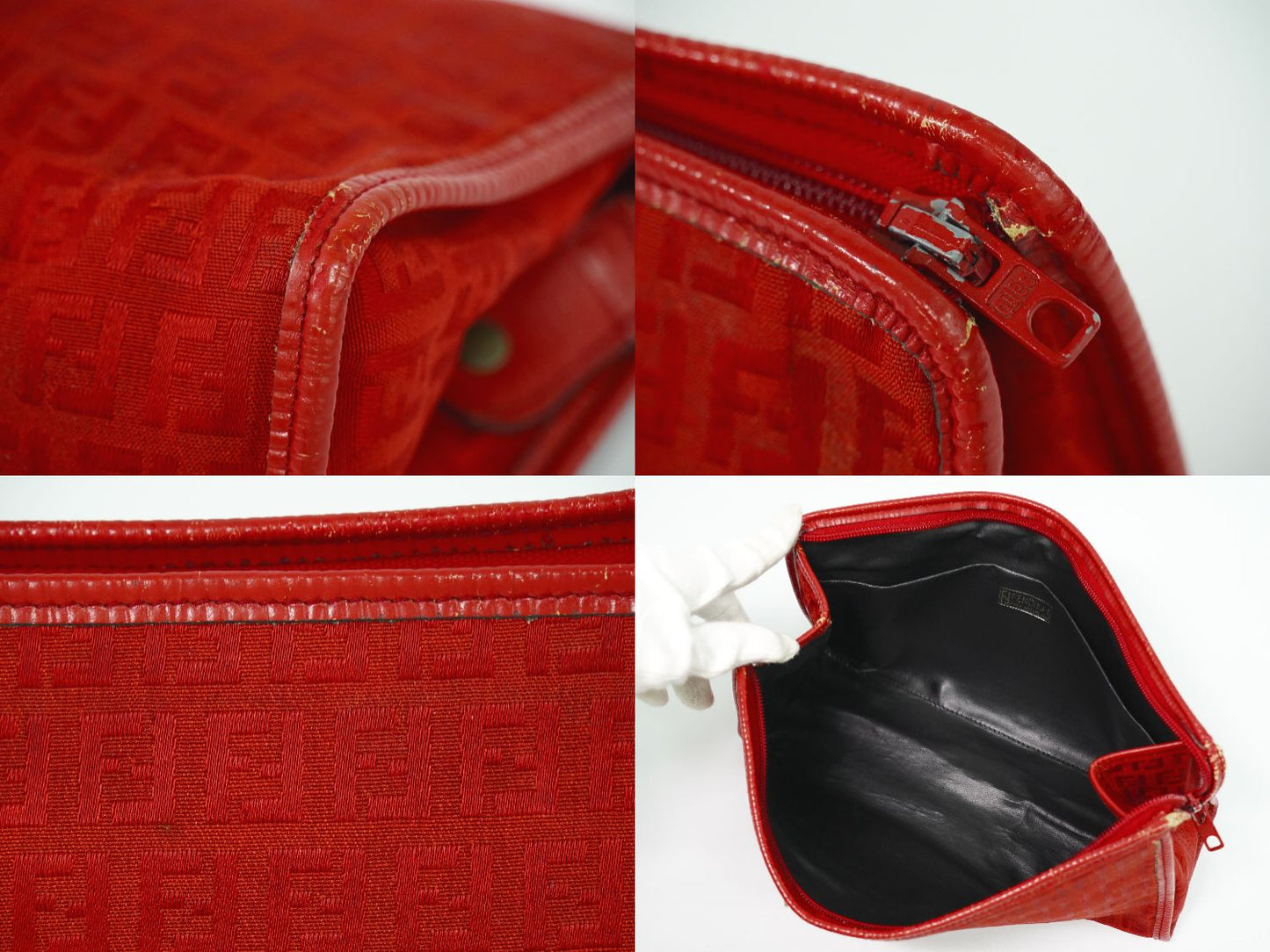 FENDI ズッキーノ クラッチバッグ レッド