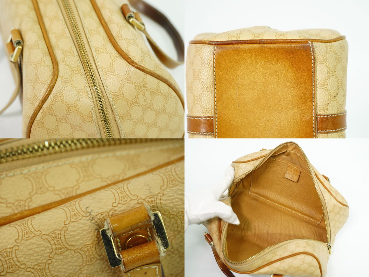 CELINE マカダム ハンドバッグ ベージュ