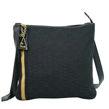 GUCCI シェリーライン GGキャンバス ショルダーバッグ ブラック 144388