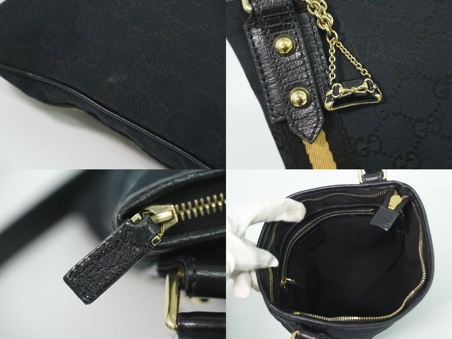 GUCCI シェリーライン GGキャンバス ショルダーバッグ ブラック 144388