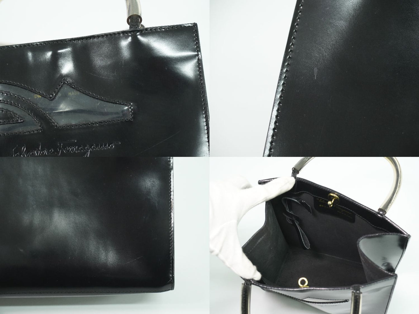 Salvatore Ferragamo パンプス モチーフ ハンドバッグ ブラック