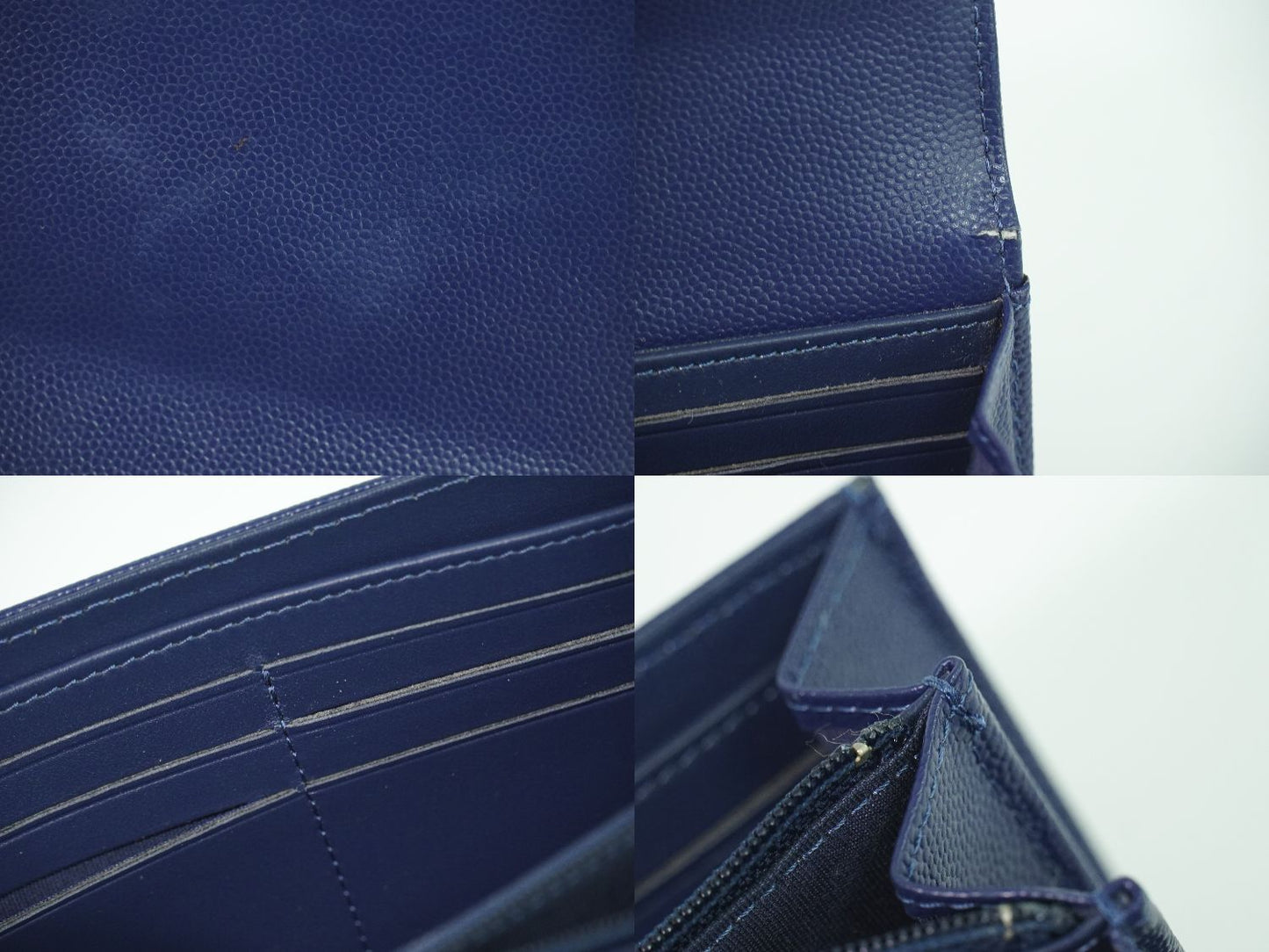 CHANEL ドーヴィル ココマーク スタッズ 長財布 ネイビー