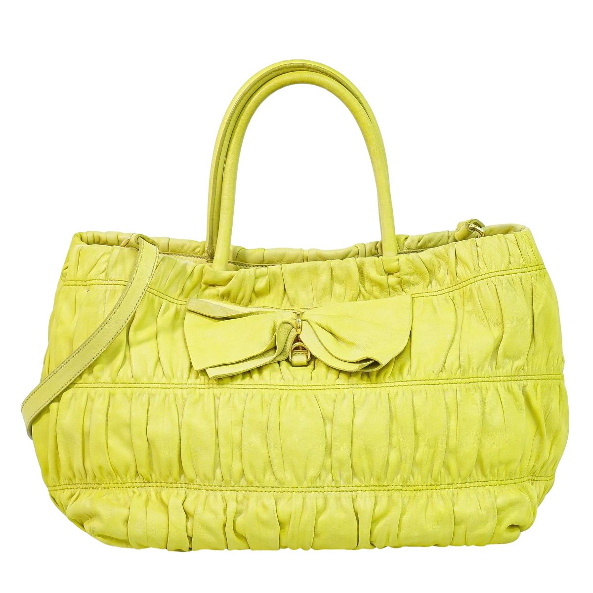 PRADA リボン 2WAY ショルダーバッグ イエロー