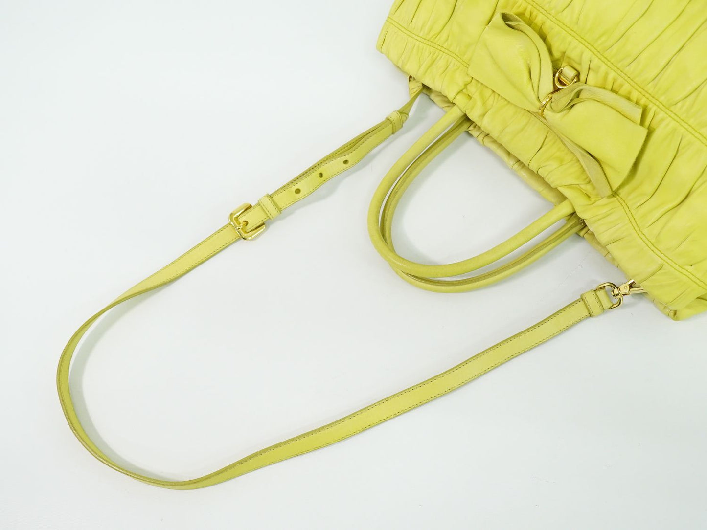 PRADA リボン 2WAY ショルダーバッグ イエロー