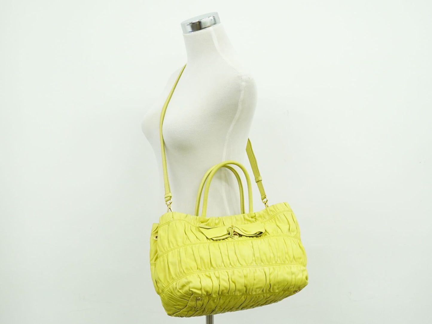 PRADA リボン 2WAY ショルダーバッグ イエロー
