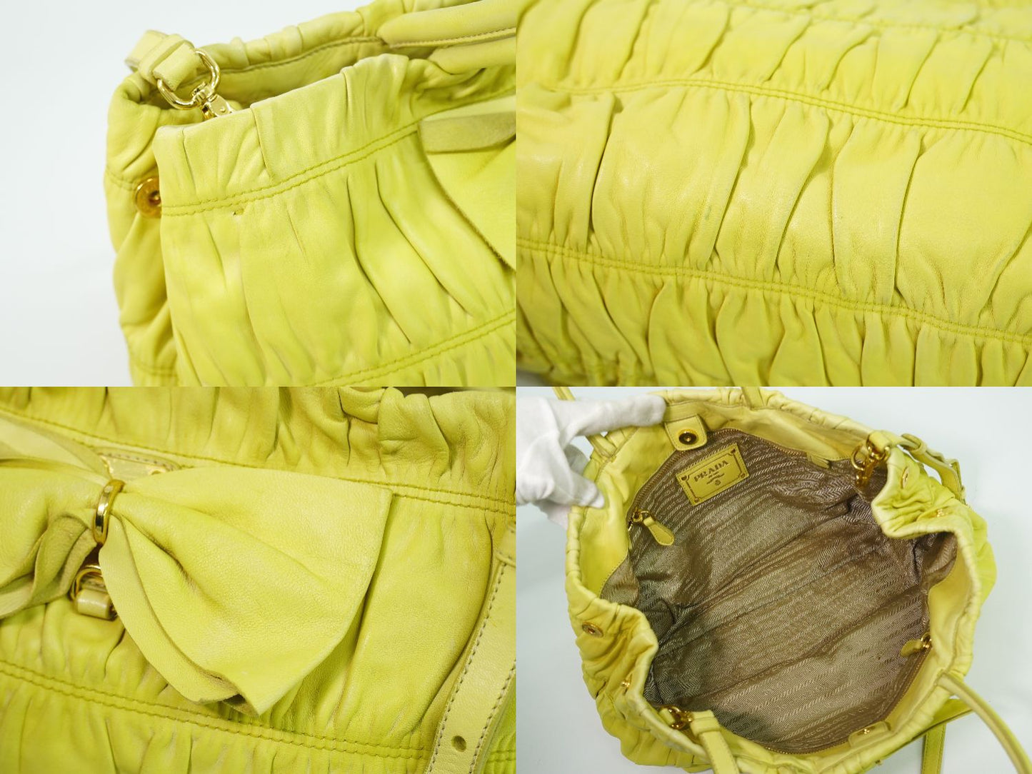PRADA リボン 2WAY ショルダーバッグ イエロー