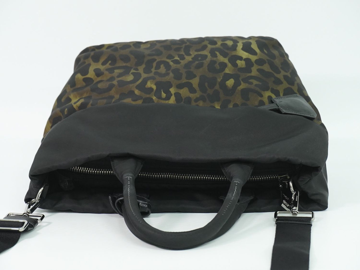 PRADA レオパード柄 2WAY ショルダーバッグ カーキ ブラック