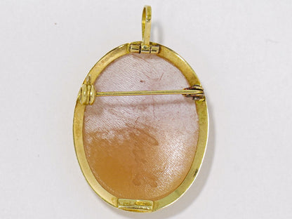 カメオ 750 YG ブローチ ペンダントトップ ブラウン ホワイト