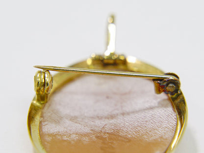 カメオ 750 YG ブローチ ペンダントトップ ブラウン ホワイト