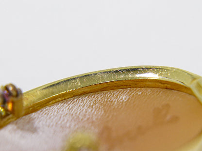 カメオ 750 YG ブローチ ペンダントトップ ブラウン ホワイト