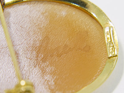 カメオ 750 YG ブローチ ペンダントトップ ブラウン ホワイト