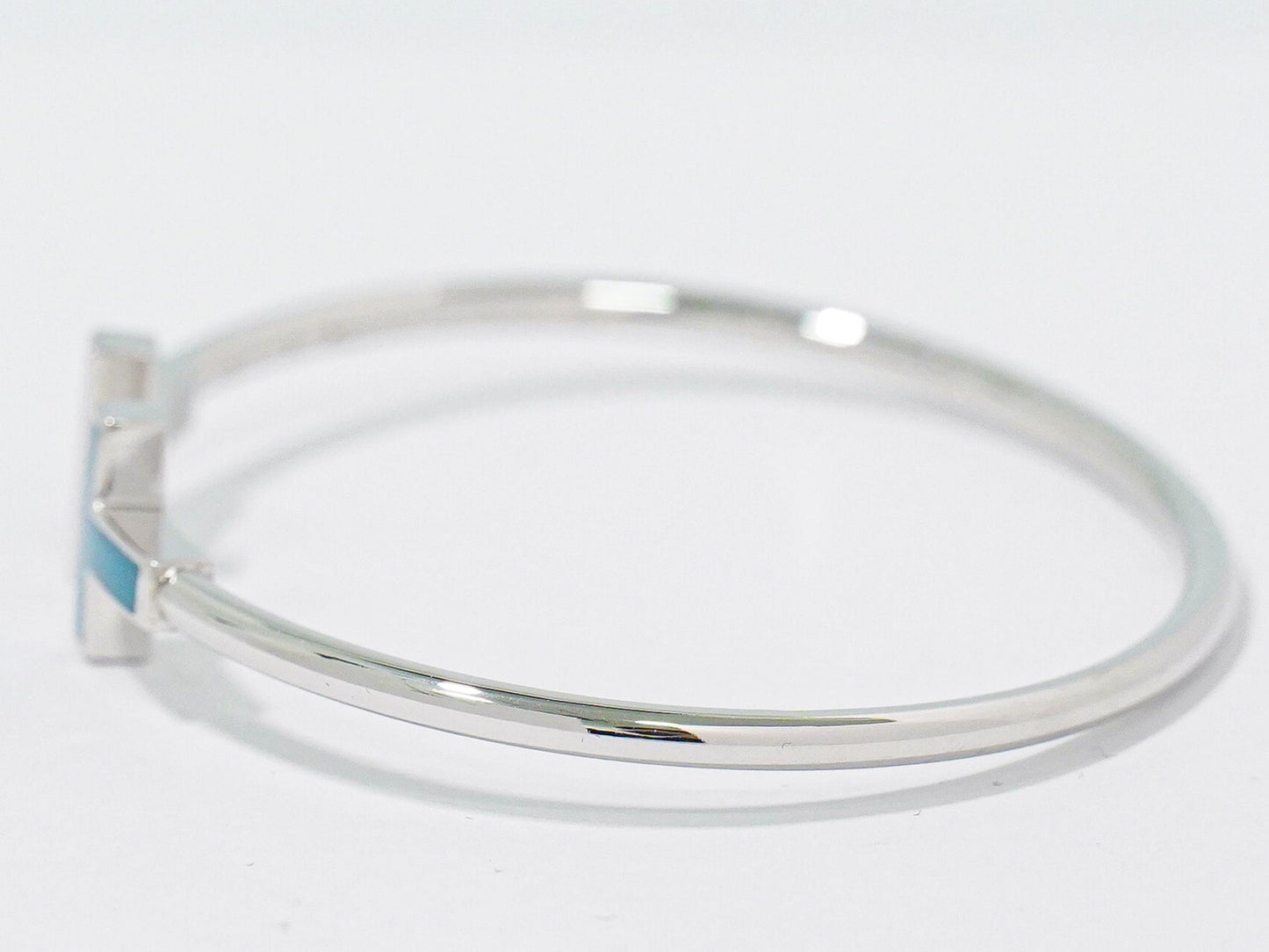 TIFFANY & Co. Tワイヤー ターコイズ ダイヤモンド 0.11ct Au 750 WG ブレスレット ブルー