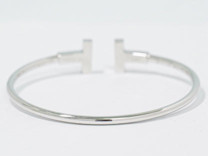 TIFFANY & Co. Tワイヤー ターコイズ ダイヤモンド 0.11ct Au 750 WG ブレスレット ブルー