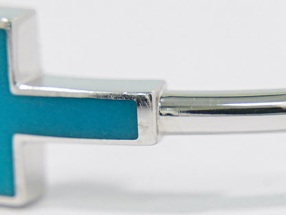 TIFFANY & Co. Tワイヤー ターコイズ ダイヤモンド 0.11ct Au 750 WG ブレスレット ブルー