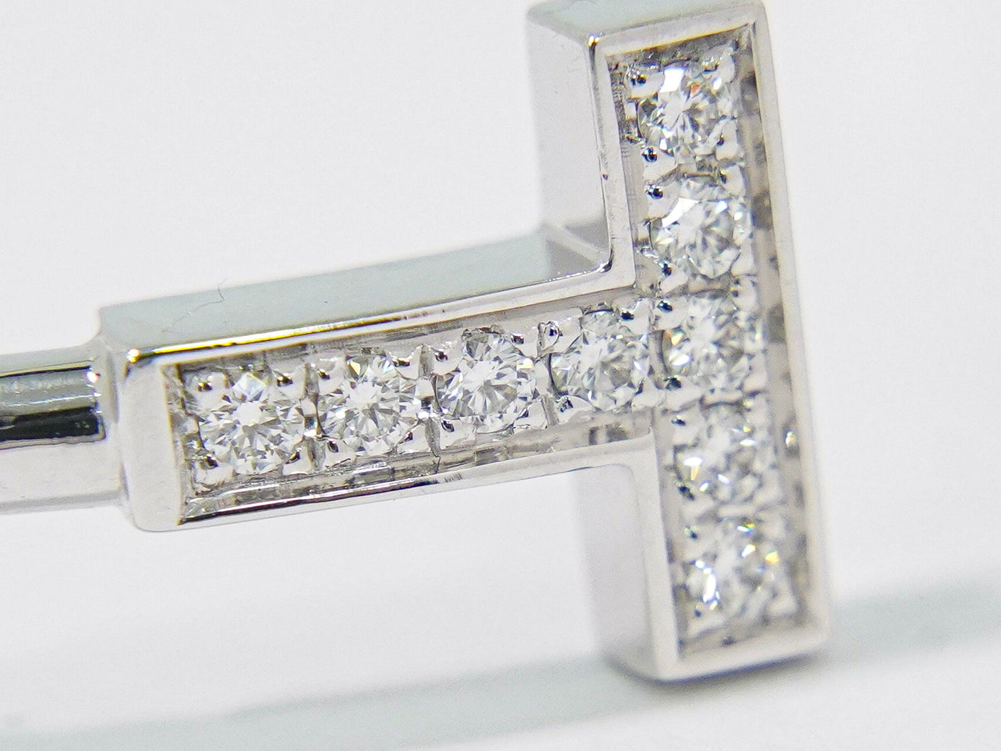 TIFFANY & Co. Tワイヤー ターコイズ ダイヤモンド 0.11ct Au 750 WG ブレスレット ブルー