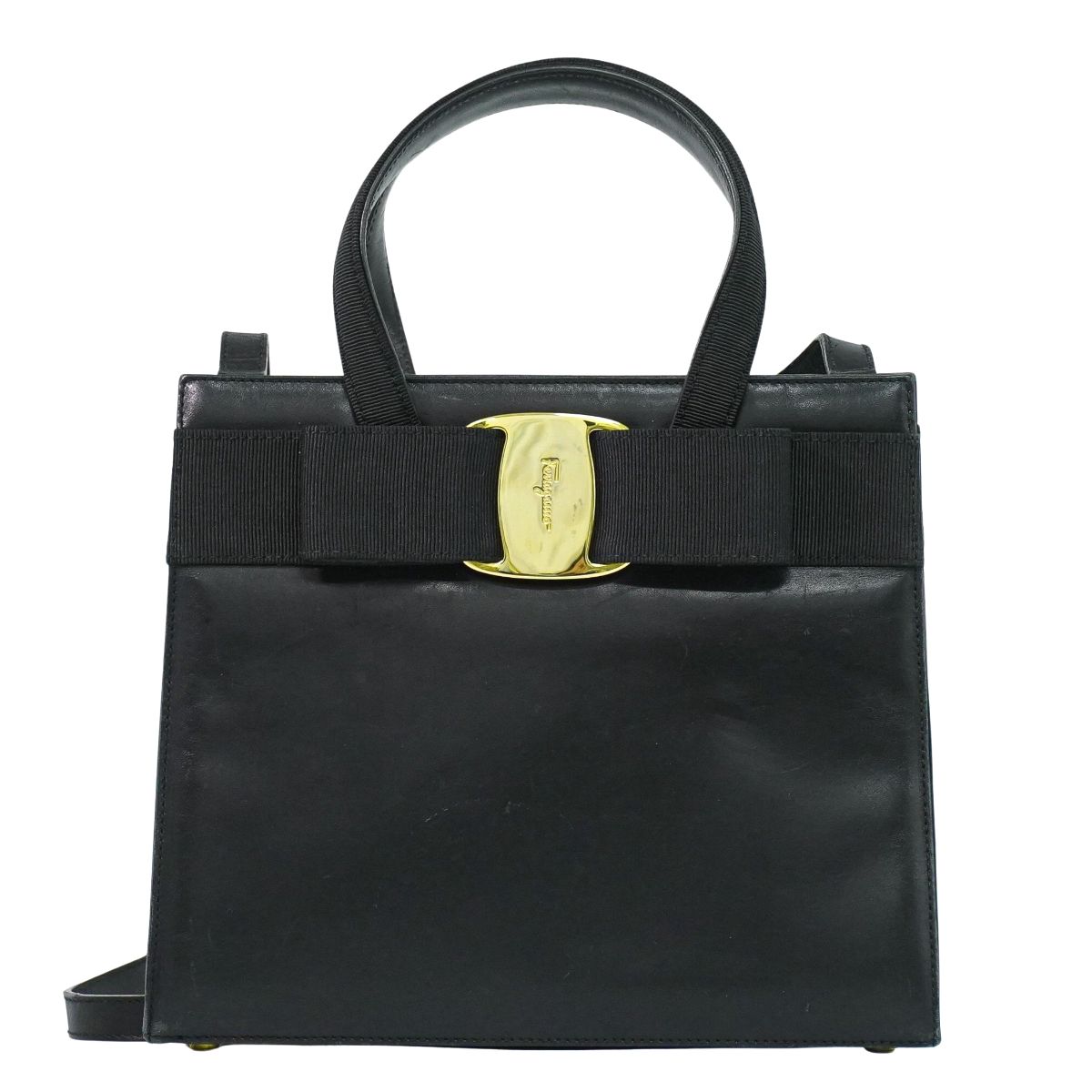 Salvatore Ferragamo ヴァラ リボン 2WAY ショルダーバッグ ブラック
