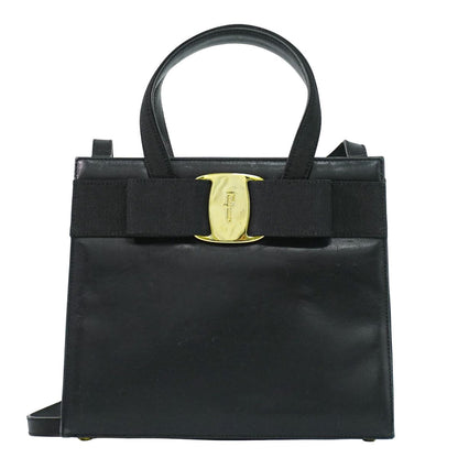 Salvatore Ferragamo ヴァラ リボン 2WAY ショルダーバッグ ブラック