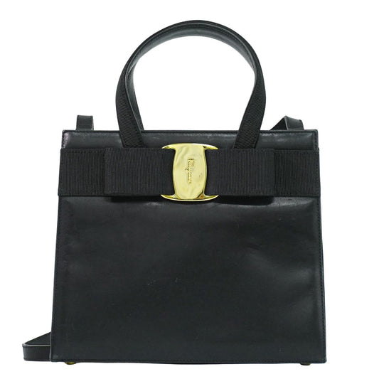 Salvatore Ferragamo ヴァラ リボン 2WAY ショルダーバッグ ブラック