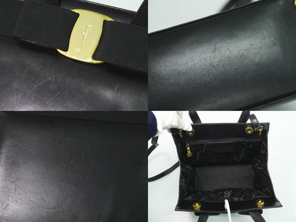 Salvatore Ferragamo ヴァラ リボン 2WAY ショルダーバッグ ブラック