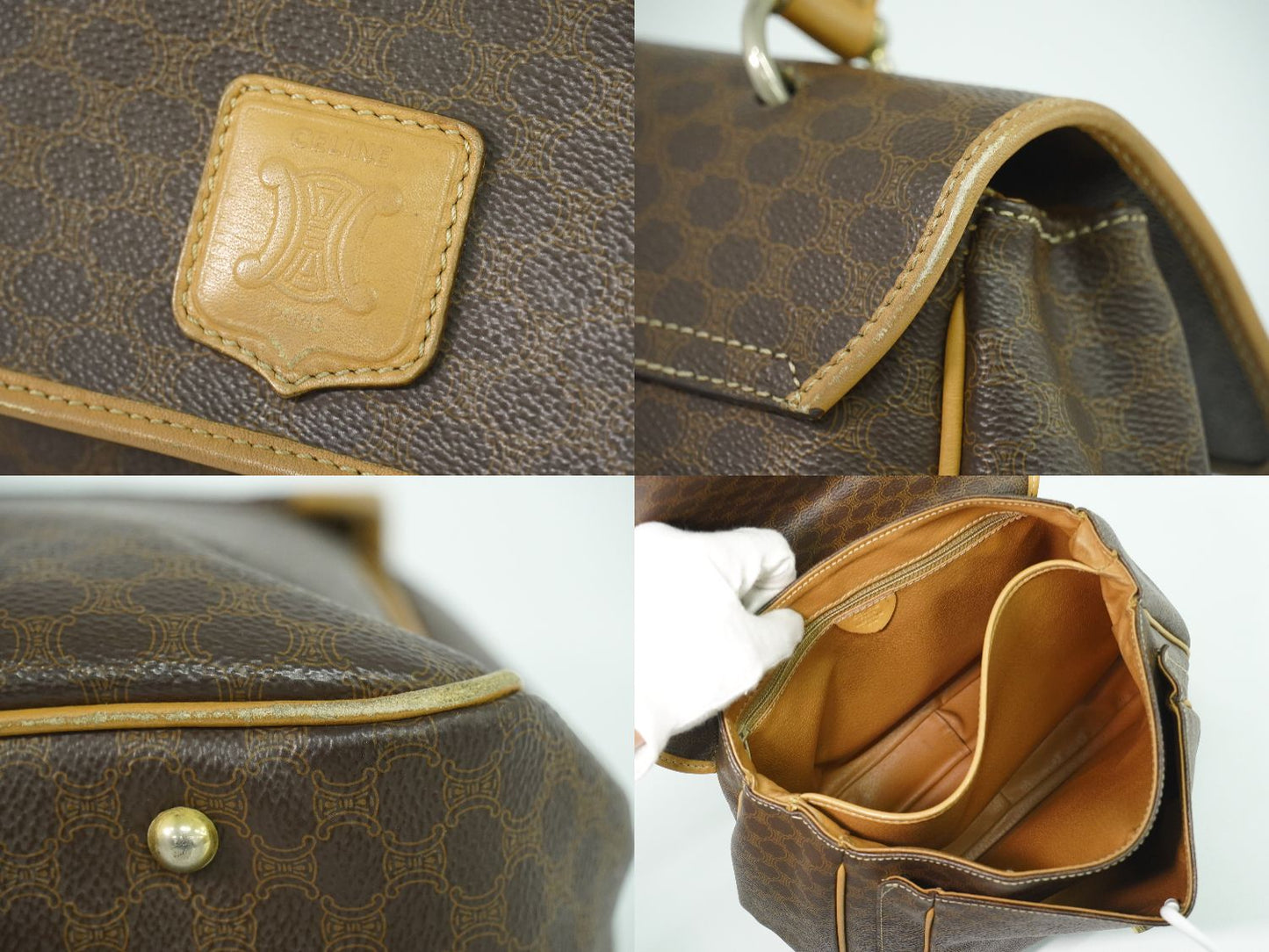 CELINE マカダム ハンドバッグ ブラウン