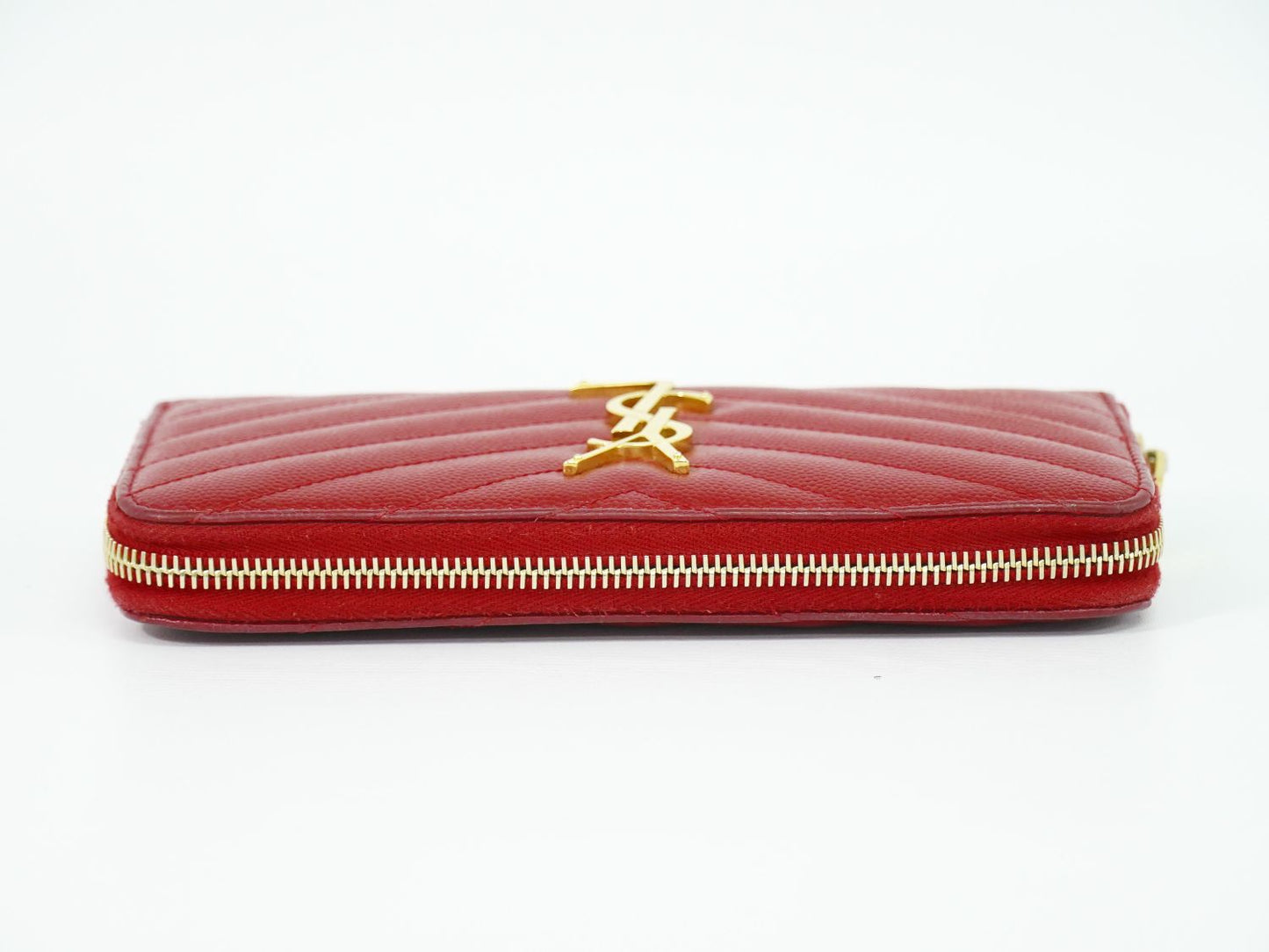 SAINT LAURENT YSL ロゴ カサンドラ 長財布 レッド