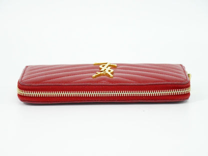 SAINT LAURENT YSL ロゴ カサンドラ 長財布 レッド