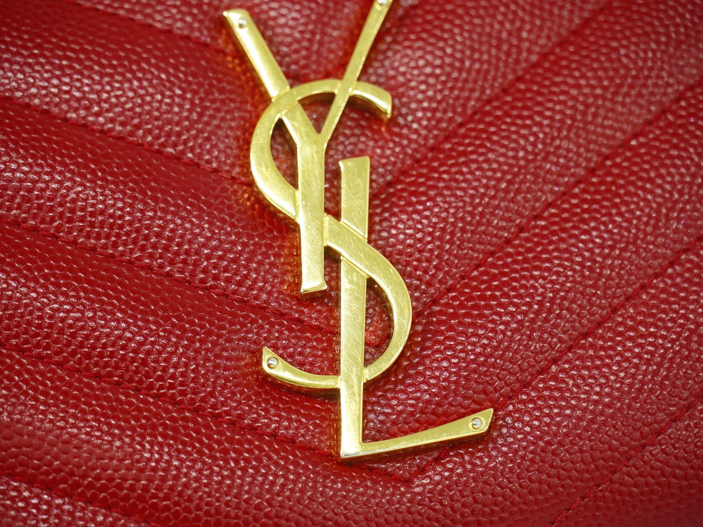 SAINT LAURENT YSL ロゴ カサンドラ 長財布 レッド