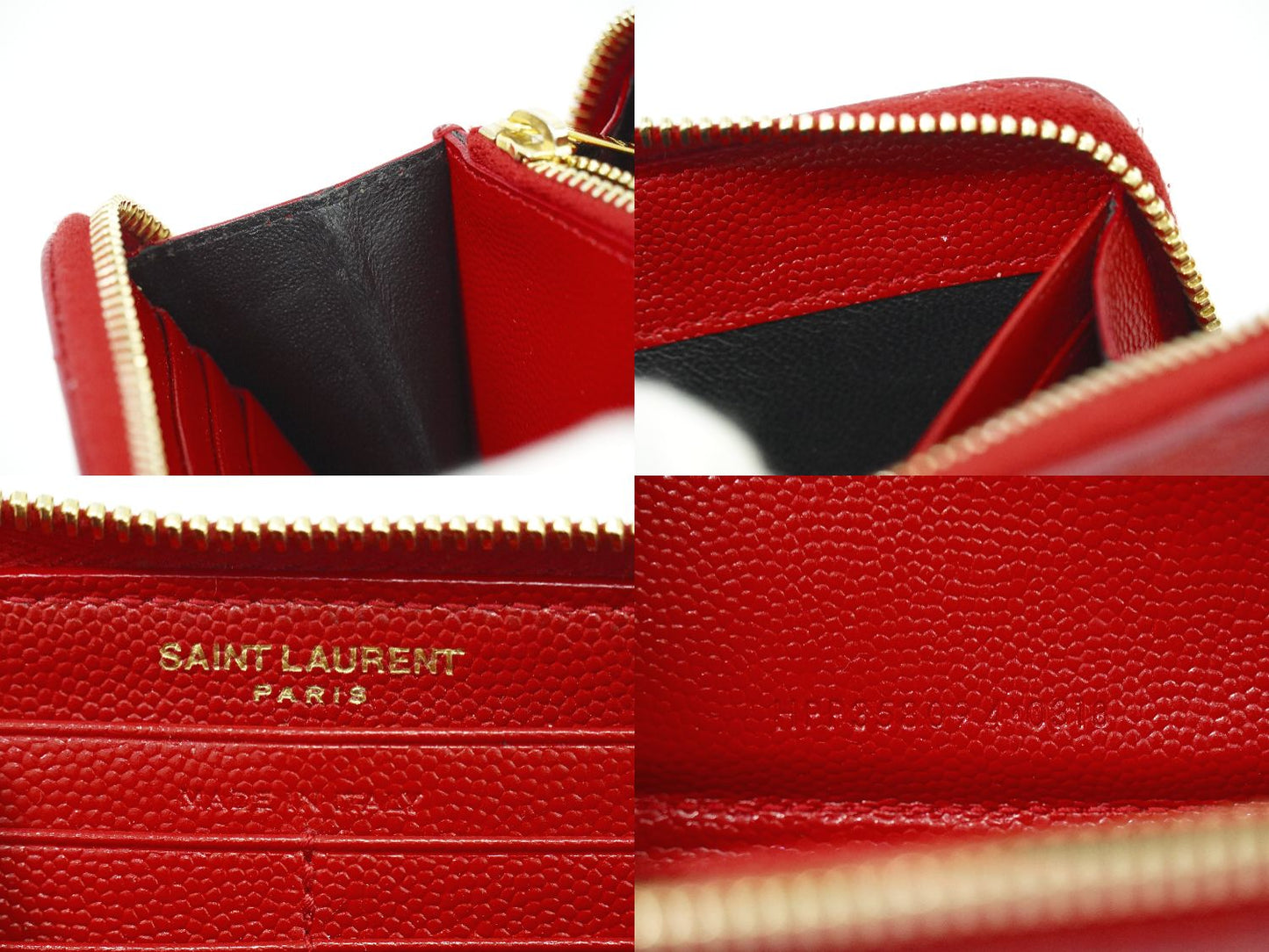 SAINT LAURENT YSL ロゴ カサンドラ 長財布 レッド