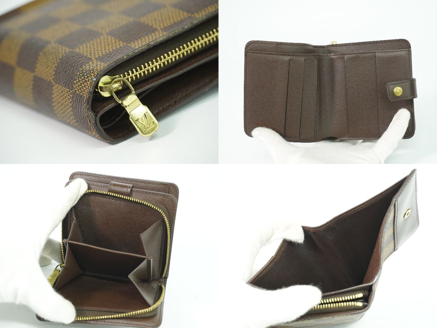 LOUIS VUITTON コンパクト ジップ ダミエ エベヌ 折財布 N61668