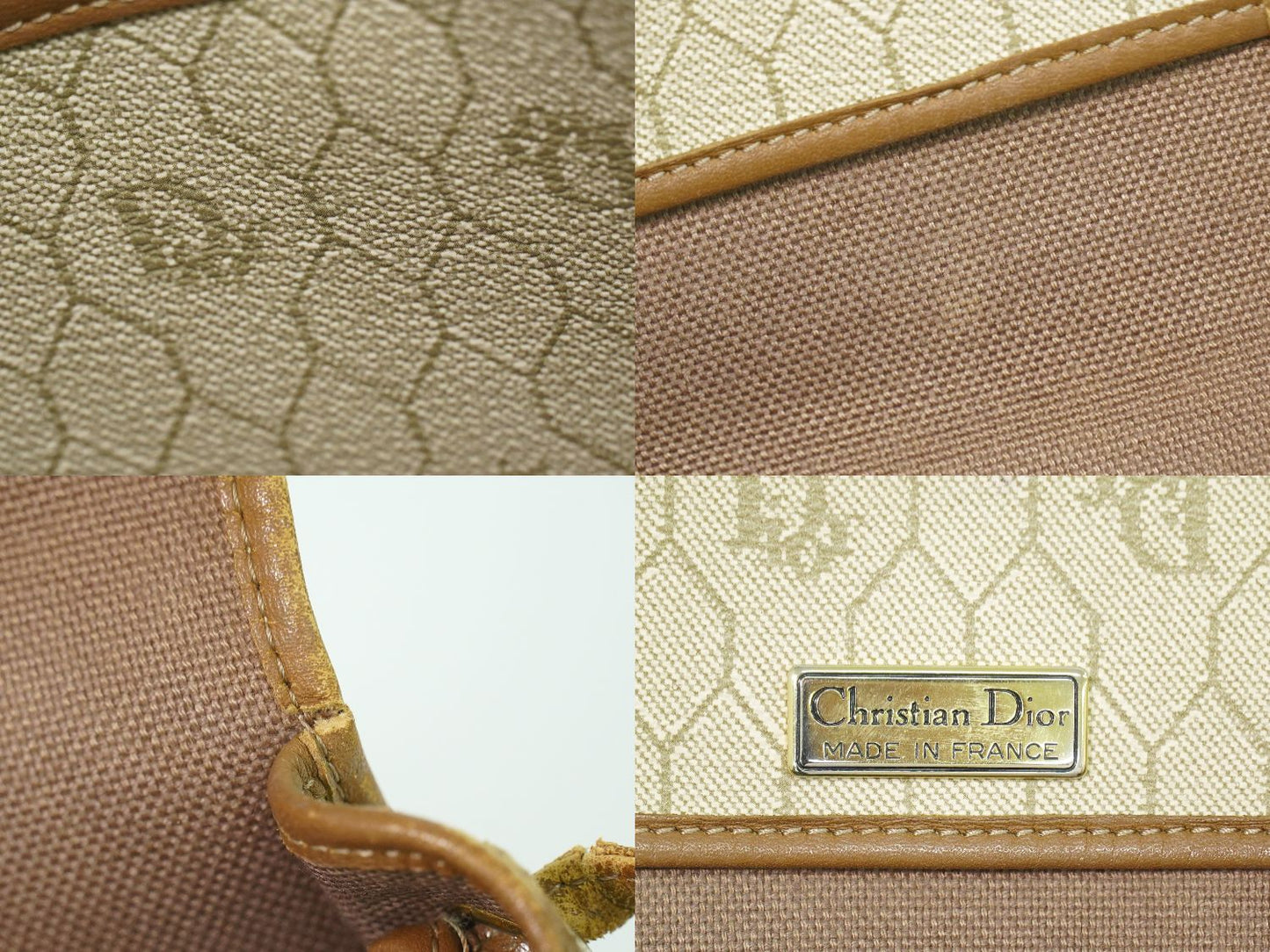 Christian Dior ハニカム柄 ショルダーバッグ ベージュ