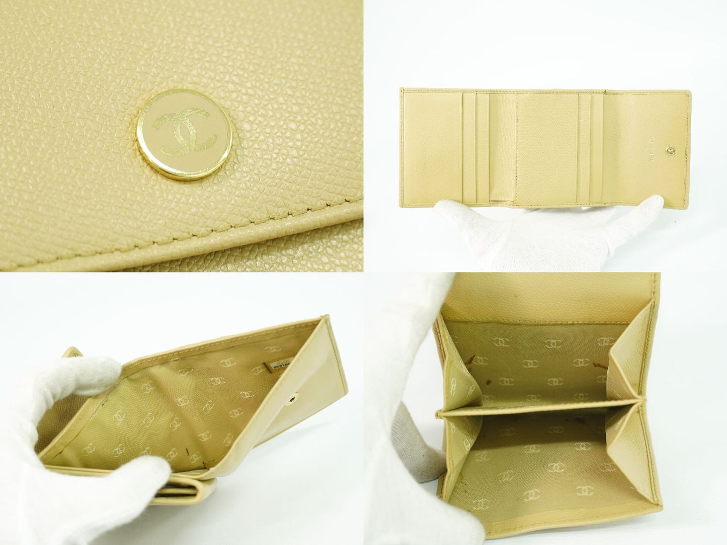 CHANEL ココマーク ココボタン 折財布 ベージュ