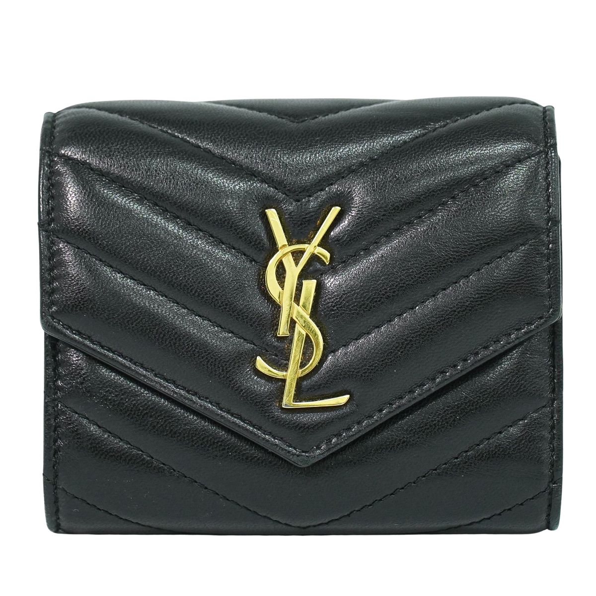 SAINT LAURENT YSL ロゴ 折財布 ブラック