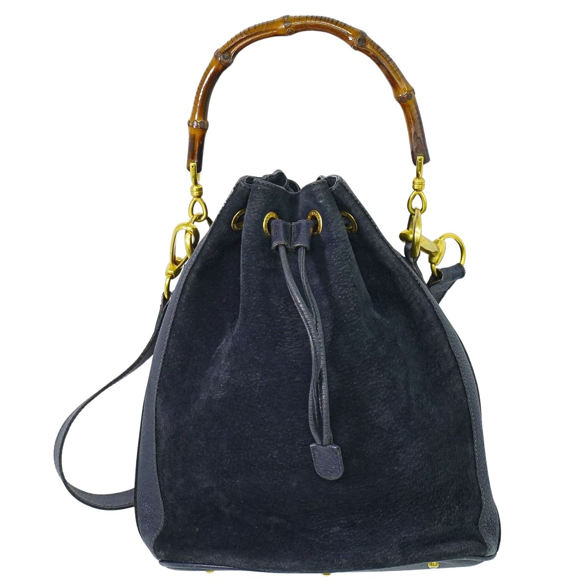 GUCCI バンブー 2WAY ショルダーバッグ ネイビー