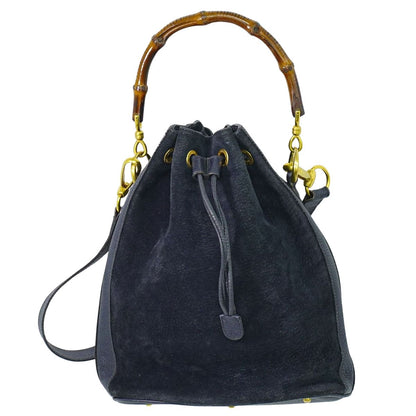 GUCCI バンブー 2WAY ショルダーバッグ ネイビー