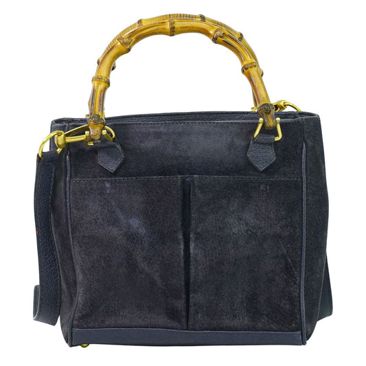 GUCCI バンブー 2WAY ショルダーバッグ ネイビー