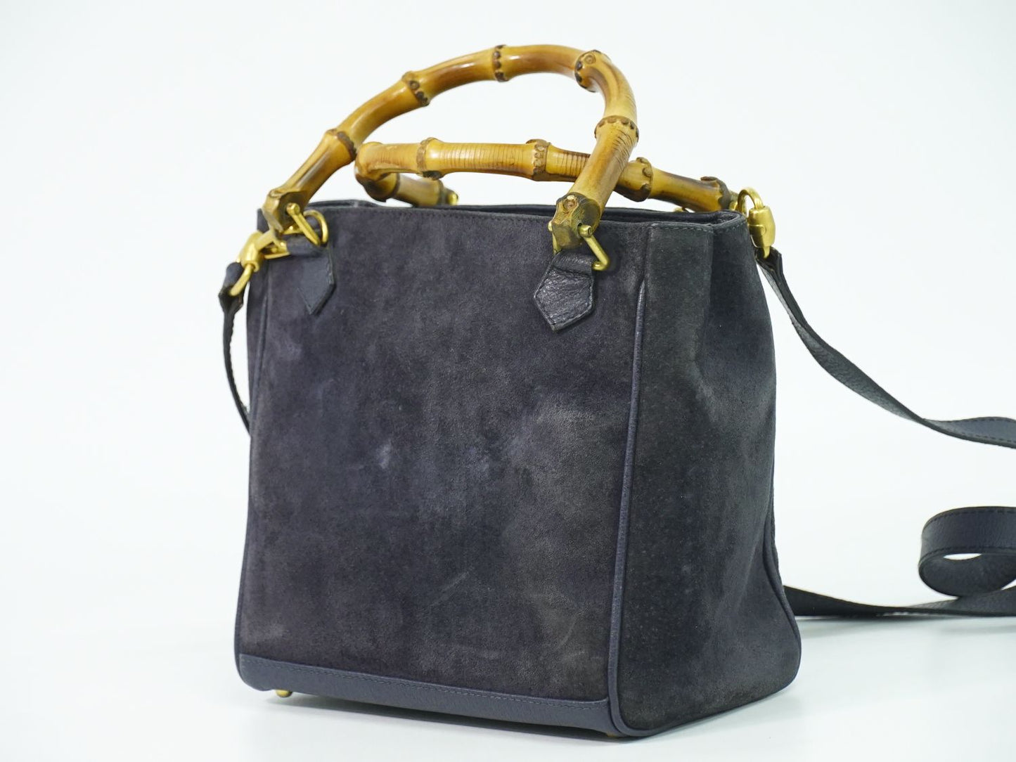 GUCCI バンブー 2WAY ショルダーバッグ ネイビー
