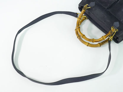 GUCCI バンブー 2WAY ショルダーバッグ ネイビー